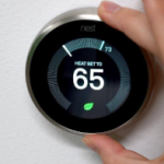 "Modern ductless HVAC system with smart thermostat integration"